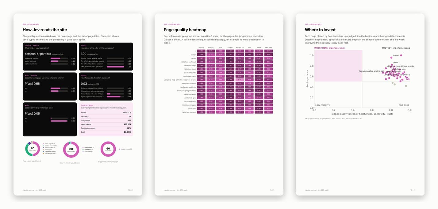 Jev judgment pages from the original project report